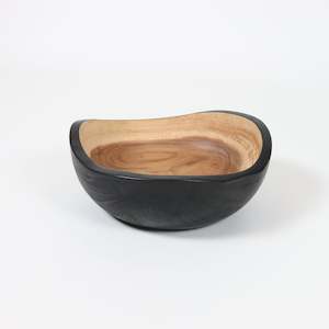 Black and Wooden Curved Bowl
