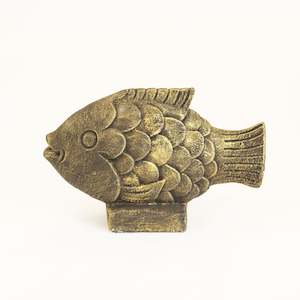Outdoor: Gold Concrete Fish Statue