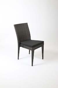 Outdoor: Outdoor Java Brown Wicker Dining Chair with Black Cushion