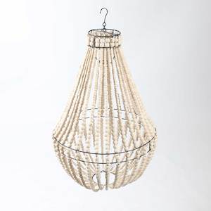 Cream Beaded Chandelier Light Shade with Black Wire Frame
