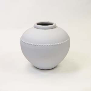 Pots And Vases: White Detailed Rope Pot