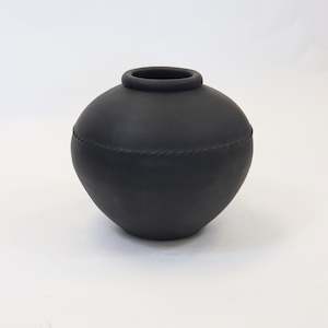 Pots And Vases: Black Detailed Rope Pot