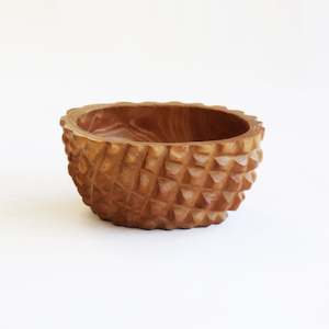 Bowls: Durian Style Carved Wooden Bowl Natural