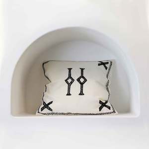 All: White & Black Patterned Stitching Cotton Cushion Cover