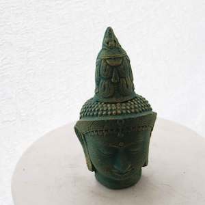 Green & Gold Concrete Buddha Head