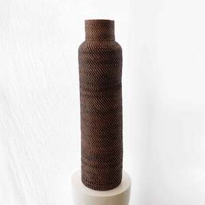 Pots And Vases: Tall Brown Woven Rattan Vase