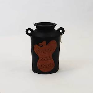 Pots And Vases: Terracotta and Black Vase with Handles