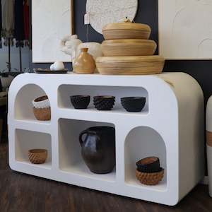 Wardrobes Bookshelves: Small White Mediterranean Shelving Unit