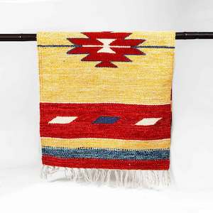 Yellow and Red Patterned Egyptian Rug