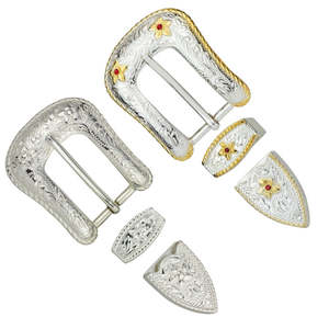 Buckle Sets: Engraved Floral 3 Pcs Buckle Set