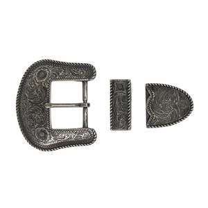 Buckle Sets: Round Rope Engraved 3 Pcs Buckle Set, 38MM (1-1/2")