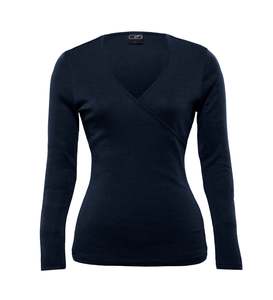 Wool Knitwear: Merino Crossover Top - Womens