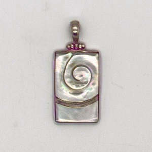 Jewelry: Mother of Pearl Rectangle Koru Pendant 1