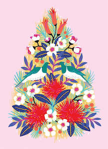 Cards: Christmas Card - Wolfkamp & Stone - Kereru On Flower Tree