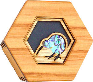 Abstract Design: Hexagonal Box - Paua Kiwi