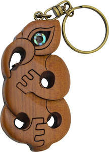 Abstract Design: Carved Kauri Keychain - Te Manaia