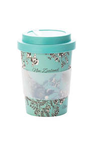 Reusable Cups: Coffee Cup Bamboo Birds Pastel Blue