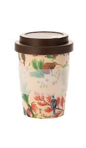 Reusable Cups: Coffee Cup Bamboo Birds Beige