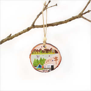 Wood Slice Ornament : Kiwi Holiday
