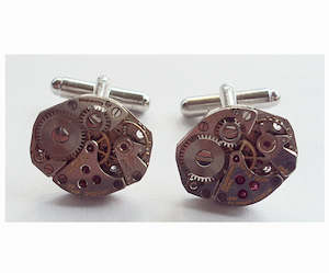 Cufflinks: Rainey Designs Timepiece Cufflinks Silver - Hexagon