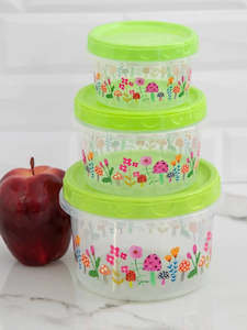 Lunch Bag: Set Of 3 Storage Containers - Mushroom