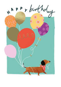 Birthday Cards: Birthday Card - Happy Birthday - Dog with Balloons