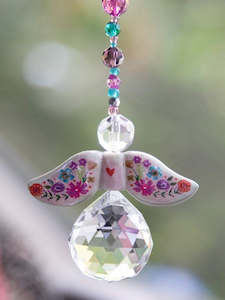 Lucky Charms: Crystal Angel Sun Catcher - Cream Wings