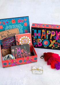 Happy Gift Box Empty Black Floral