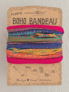 Hair Accessory: Fleece Boho Bandeau - Rainbow Border
