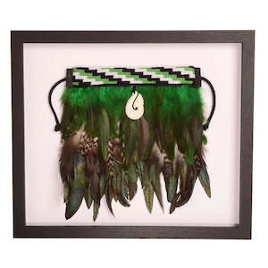 Box Framed Korowai - Green Fish Hook Pendant