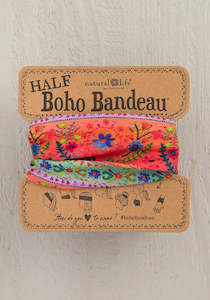 Half Boho Bandeau Coral Border Stripe