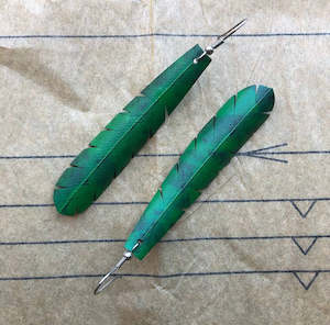 Upcycled Feather Earrings - Pounamu