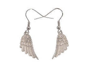 Boxed silver angel-wing earrings