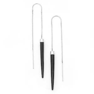 Sterling Silver Earrings: Nick Von K - Slipstream Earrings, Black Buffalo Horn