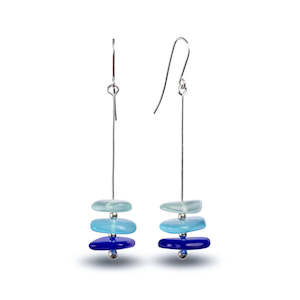 Sterling Silver Earrings: NZ Made Glass Earrings - Pancake Stack