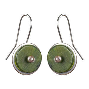 Sterling Silver Earrings: Sterling Silver Greenstone Disc Earrings