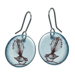 Sterling Silver Earrings: Recycled Glass Fantail Disc Earrings