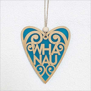 Christmas: Ornament Heart 15 - Whanau Teal Satin Acrylic