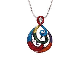Boxed Colourful Wave & Twist Rhodium Pendant