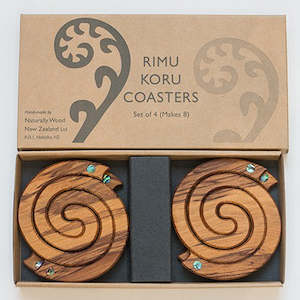 Rimu Coasters - Fern & Paua 2in1 - (110 x 100 mm) - Set of 4