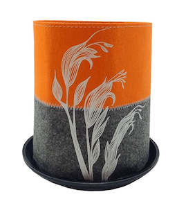 Eco Felt: EcoFelt Growbag - Harakeke Flower White on Orange/Grey