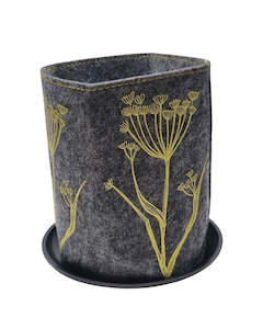 Eco Felt: Felt Growbag - Fennel Yellow On Grey