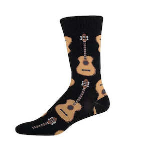 Cotton Socks: Men Sock -Guitars - Black