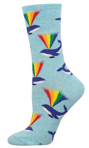 Women's Socks - Rainbow Whale - Blue