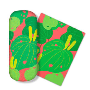Glasses Cases: Bright Botanical Kawakawa Glasses Case