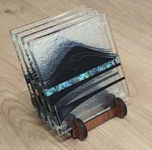 Glass Ornaments: NZ Made Te Maunga Glass Coasters - Pack of 4