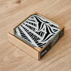 Glass Ornaments: NZ Made Whale Tale Glass Coasters - Pack of 4