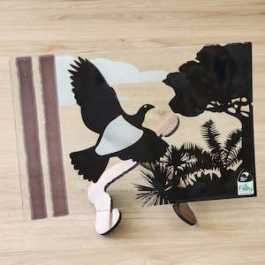 NZ Made Glass Plate - Kereru & Kauri Tree, with Stand