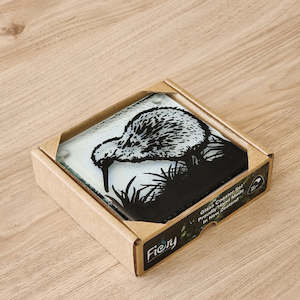 Glass Ornaments: NZ Made Birds Glass Coasters - Pack of 4