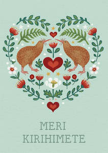 Wolfkamp & Stone - Kiwi Heart - Christmas Card